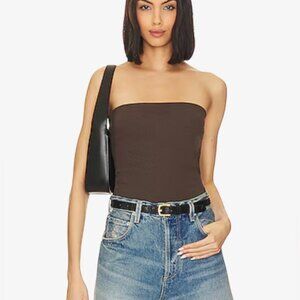 Citizens of Humanity Ribbed Strapless Bodysuit Bandeau Brown Size S